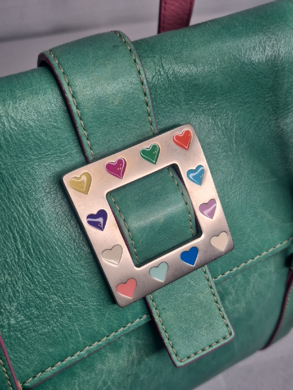 Dooney & Bourke RARE Vintage Flap Tote Square Hearts - Picture 8 of 17